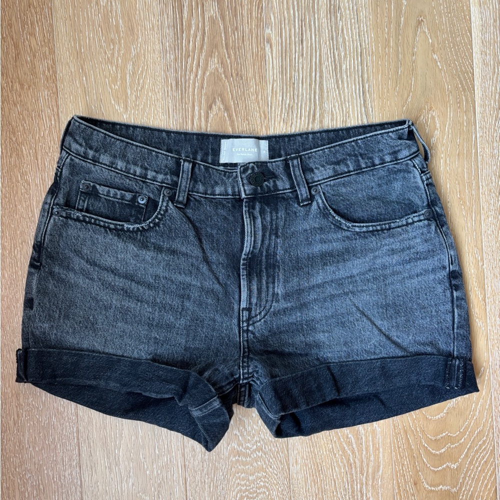 Everlane Rolled Hem Black Denim Shorts Size 29 The Denim Short